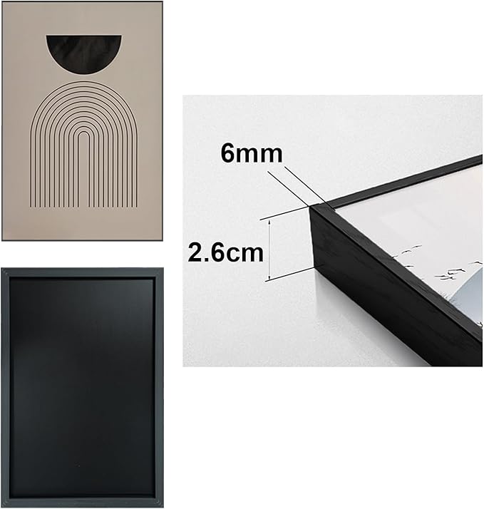 ARTFEB Abstract Framed Boho Black and White Wall Art for Living Room, 3 Piece Black Beige Large Canvas Paintings Prints Artwork, Modern Geometric Pictures for Bedroom Home Office Wall Decor -24"x32"x3