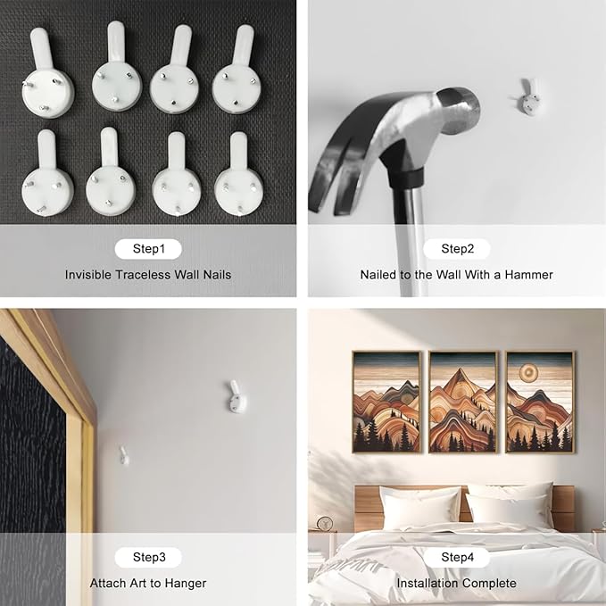 IARTTOP Large Mountain Framed Canvas Wall Art 16x24 Inch Vintage Mountain Landscape Art Prints Set of 3 Abstract Nature Scenery Wall Decor for Living Room Bedroom Office