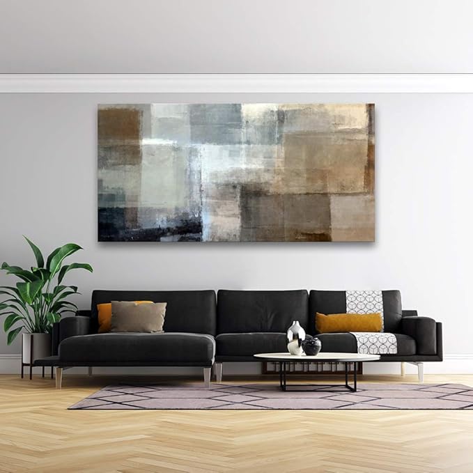 Baisuart A61275 Canvas Prints Abstract Wall Art Print Paintings Grey and Brown Stretched Canvas Wooden Framed for living Room Bedroom and Office Home Decor Artwork XXLarge 30x60inch
