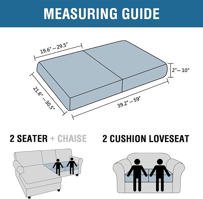 H.VERSAILTEX Super Stretch Individual Seat Cushion Covers Sofa Covers Couch Cushion Covers Slipcover Sets Thick Jacquard Textured Twill Fabric (2 Piece Medium Sofa Cushion Covers, Sand)