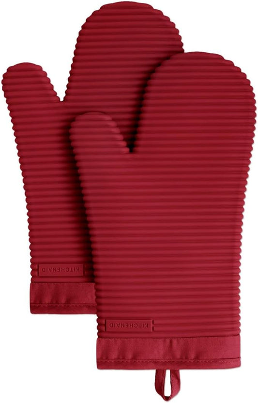KitchenAid Ribbed Soft Silicone Oven Mitt Set, Smoked Paprika 2 Count