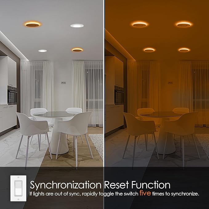 Soliseed 6 Pack 5/6 Inch 5CCT LED Can Lights with Night Light,Retrofit Recessed Lighting Selectable 2700K/3000K/3500K/4000K/5000K,12W=60W,800LM,Dimmable Can Lights,Easy Install