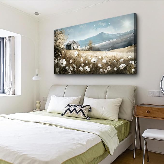 Wapluam Canvas Wall Art For Living Room Large Wall Decor For Bedroom Field Scenery Watercolour Wall Paintings Office Decorations Stretched And Framed Wall Pictures Artwork Home Decor Ready To Hang