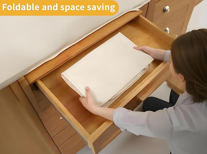 Soft Canvas Clothes Storage Bags with Four Carrying Handles and Clear Window, Closet Organizer for Clothing, Blankets Sheets Pillows and Bedding, 55L, 4 Pack, White