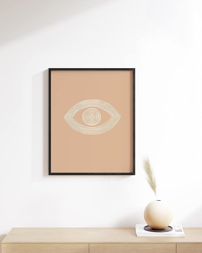 HAUS AND HUES Boho Posters Neutral Wall Art Prints - Abstract Art Wall Prints Boho Art Wall Decor, Eye of Sauron Posters and Print (Black Framed, 12x16)