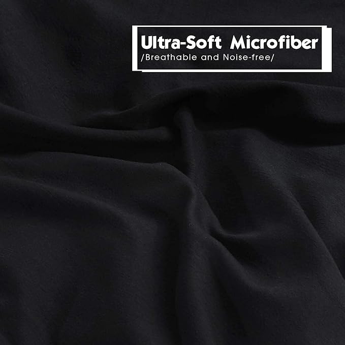 HIG 3pc Down Alternative Comforter Set - All Season Reversible Comforter with Two Shams - Quilted Duvet Insert with Corner Tabs - Box Stitched - Super Soft, Fluffy (Full/Queen, Black)