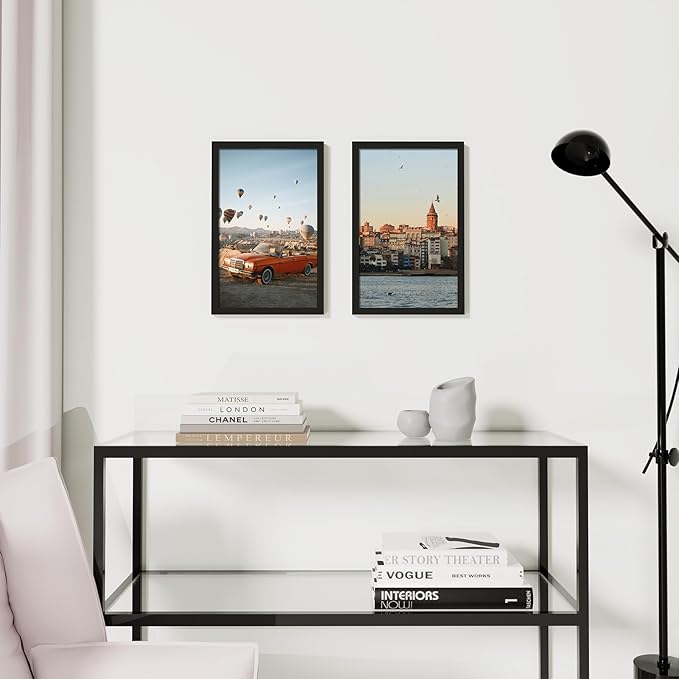 Vittanly 11x17 Poster Frame, Display Picture 8x12 with Mat or 11x17 without Mat, Plexiglass, Wall Gallery Frame for Artwork,Black, 1 Pack