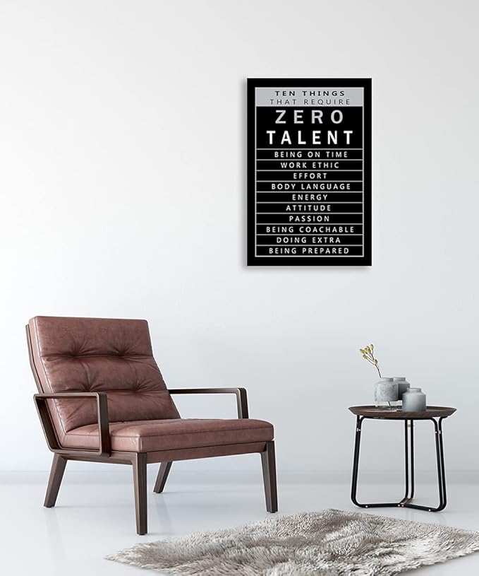 Inspiring Office Canvas Wall Art Ten Things That Require Zero Talent Picture Inspirational Painting Positive Modern Entrepreneur Quotes Poster Home Decor Office Bedroom Ready to Hang[24''W x 36''H]