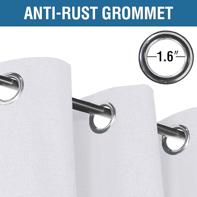 H.VERSAILTEX 100% Blackout Curtains for Bedroom 84 Inches Long Grommet Linen Face Full Light Blocking Curtain Drapes for Living Room Thermal Insulated Linen Look Curtains 2 Panels Set, Bright White