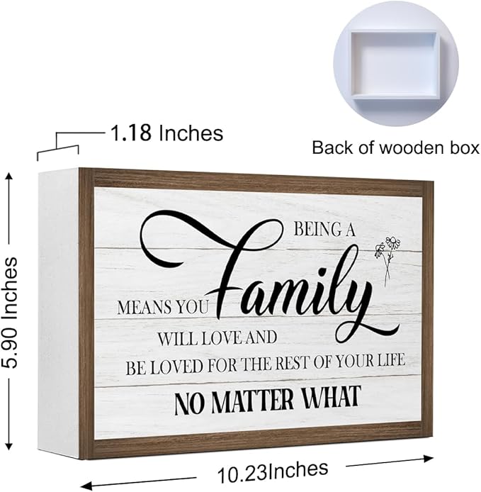 Being a Family Means You Will Love Wooden Box Sign,10.3 * 6 Inches,Family Saying Wooden Block Sign for Home Farmhouse Living Room Bedroom Shelf Tabletop Wall Decor
