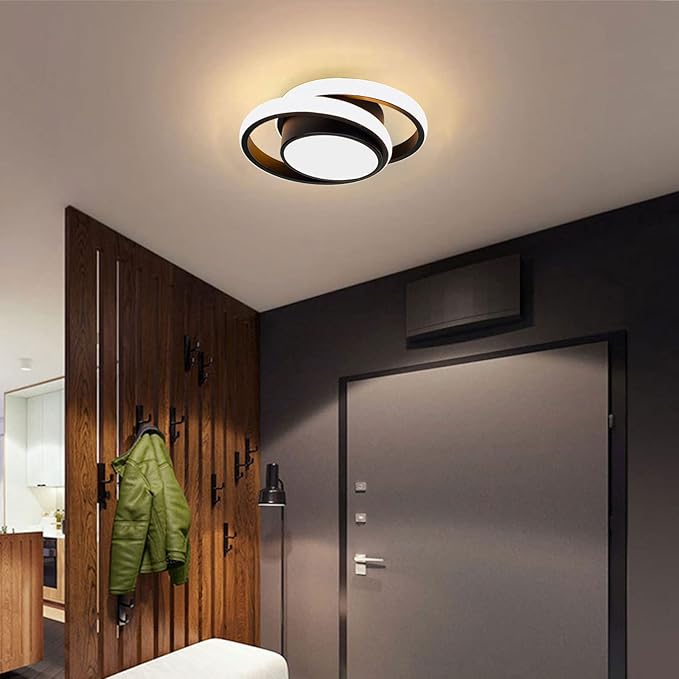 CANEOE Small Modern LED Ceiling Light,2 Rings Creative Design Ceiling Lamp Indoor Lighting Fixtures for Hallway Living Room Bedroom Kitchen Office (Warm White,3000K)