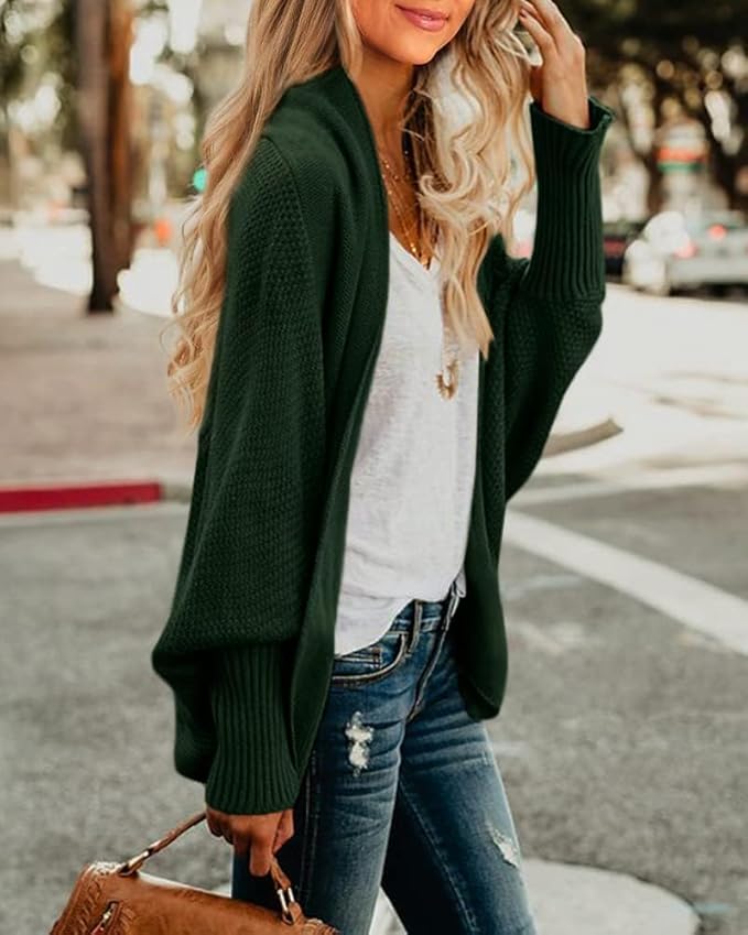 Imily Bela Women's Kimono Batwing Cable Knitted Slouchy Oversized Wrap Cardigan Sweater