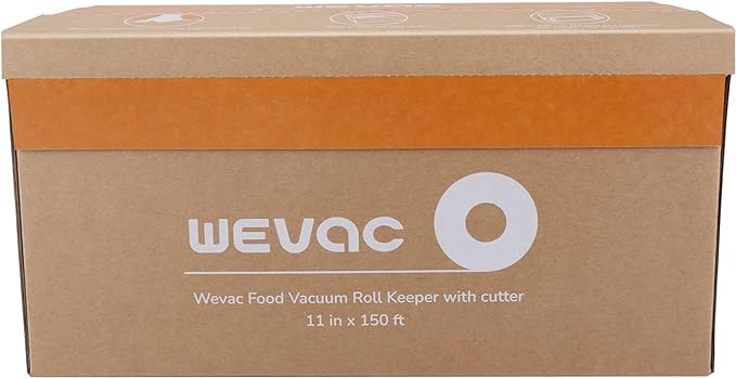 Wevac 11” x 150’ Food Vacuum Seal Roll Keeper with Cutter, Ideal Vacuum Sealer Bags for Food Saver, BPA Free, Commercial Grade, Great for Storage, Meal prep and Sous Vide