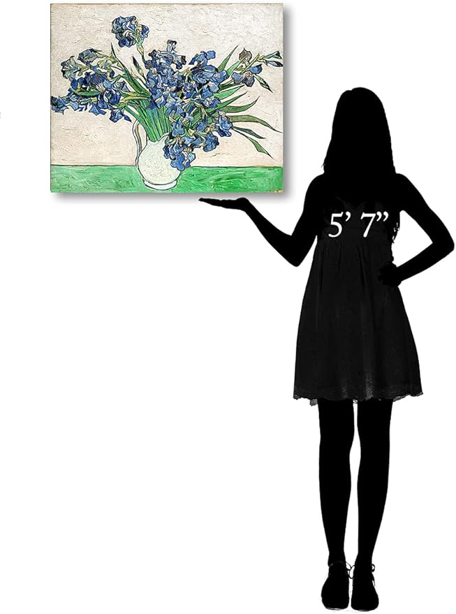 DECORARTS - Vase with Irises1889, Vincent Van Gogh Art Reproduction. Giclee Canvas Prints Wall Art for Home Decor 30x24