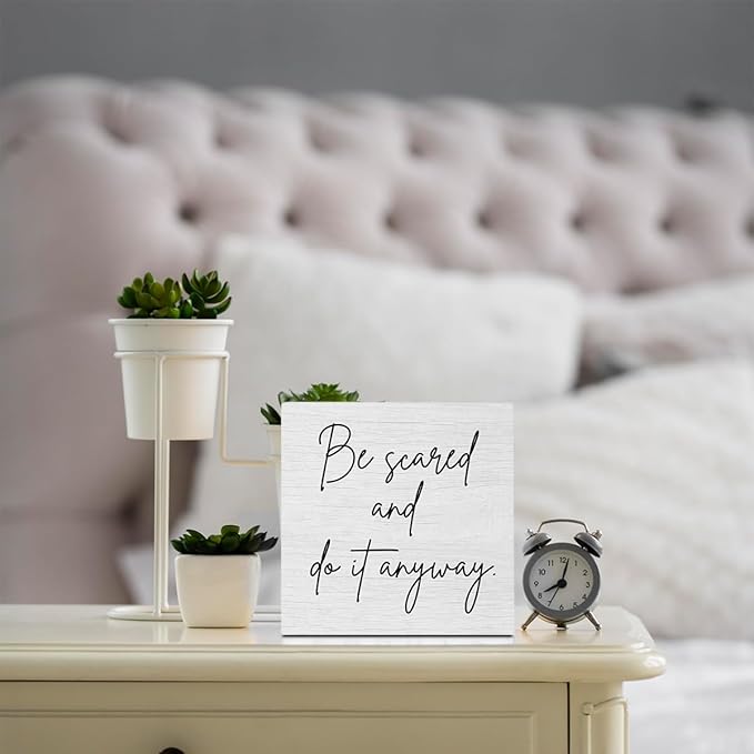 Motivational Quote Home Home Office Decor Rustic Wooden Box Sign Desk Decor for Family Friend Table Shelf Wall Living Room Bedroom Cubicle Farmhouse Office Wood Block Plaque Box Sign