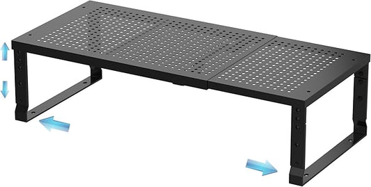 Expandable Spice Rack & Kitchen Cabinet Organizer - Stackable, Adjustable Shelves for Cabinets, Countertops, Cupboards & Pantries(1 Pack/Large/Black)