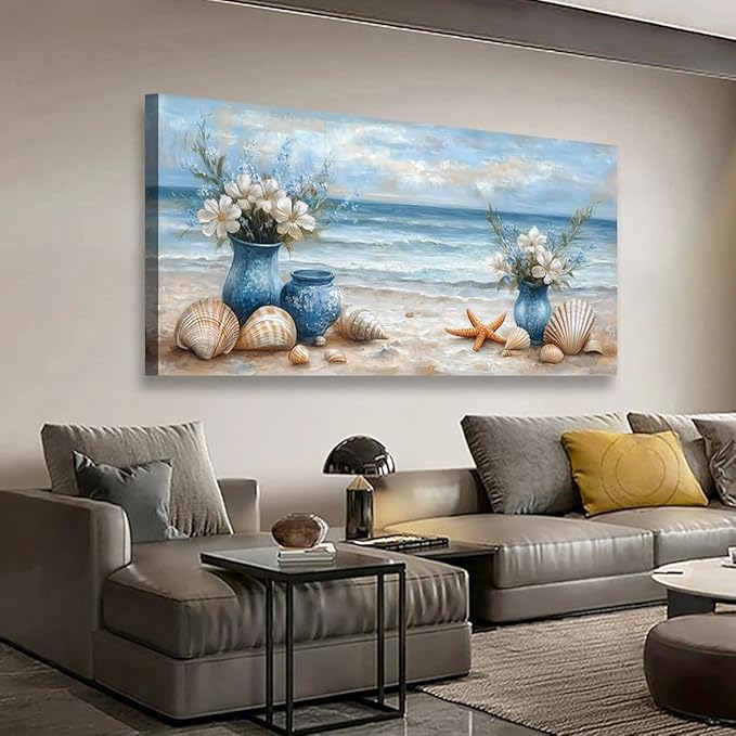 Seascape Pictures Canvas Wall Art for Living room Office Bedroom Wall Decor,Beach Wall Art Print Paintings Modern Blue Natural Landscape Artwork Waterproof Ready to Hang-20x40inch