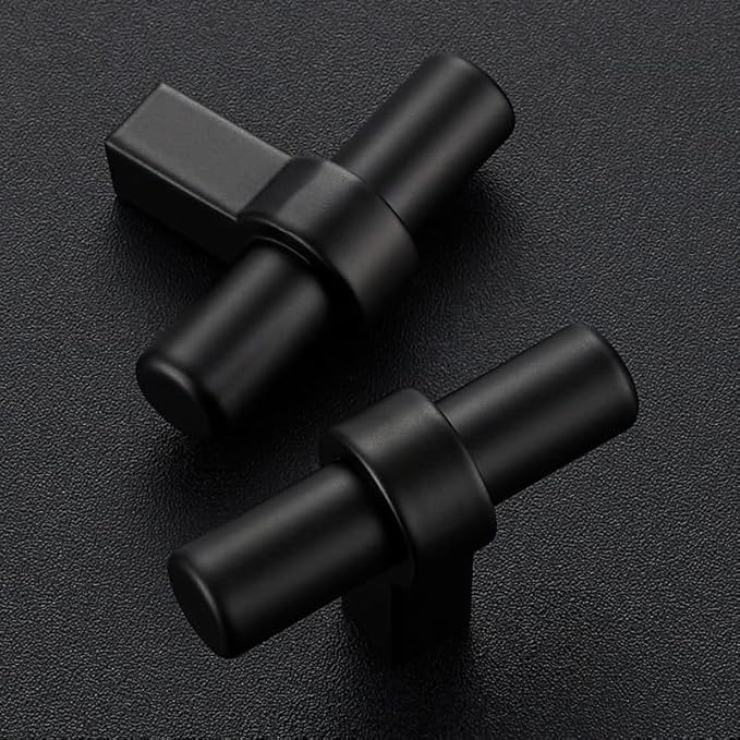 5 Pack Matte Black Cabinet Knobs - Kitchen Cabinet Knobs Black Cabinet Pulls for Kitchen Cabinet Drawer Stainless Steel Dresser Knobs for Cabinet Hardware 2in Length Single Hole T Bar Knbs