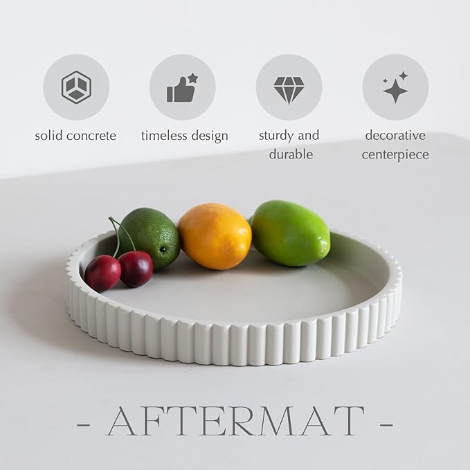 Decorative Tray for Coffee Table, Living Room, Side Table, 2 Packs 11" Gray Round Concrete Home Decor Serving Trays for Accent Table, Console Table