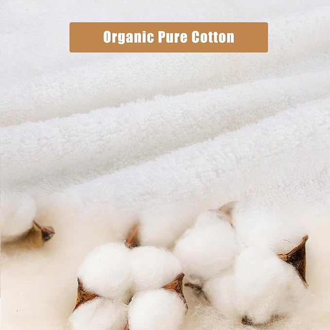 SEMAXE White Bath Towel Set, 100% Cotton Bathroom Towels with Hanging Loops and Nano-Bio Lifecycle Labels, Luxury 8 Piece Towel Set Include 2 Bath Towels, 2 Hand Towels, 4 Washcloths