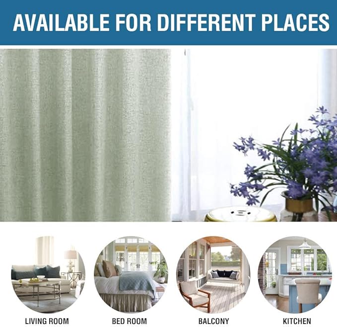 H.VERSAILTEX 100% Blackout Curtains for Bedroom 63 Inches Long Grommet Linen Face Full Light Blocking Curtain Drapes for Living Room Thermal Linen Look Curtains 2 Panels Set, 52" W x 63" L, Sage