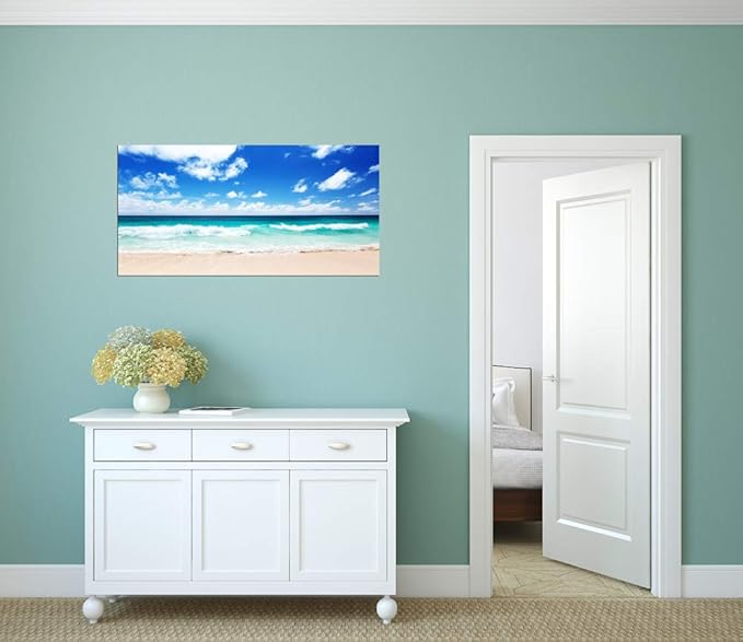 FC1450 Canvas Prints Wall Art Seychelles Beach Ocean Waves Nature Seascape Picture Paintings Artwork Prints Framed Ready to Hang for Home Office Bedroom Living Room Bathroom Kitchen Wall Decor