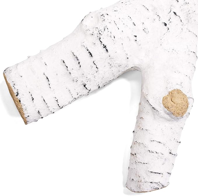 Barton 6Pc Ceramic Log Set Birch Wood Style w/Stackable Gas Heat Resistant Outdoor Indoor Fireplace Fire Wood Fake Realistic