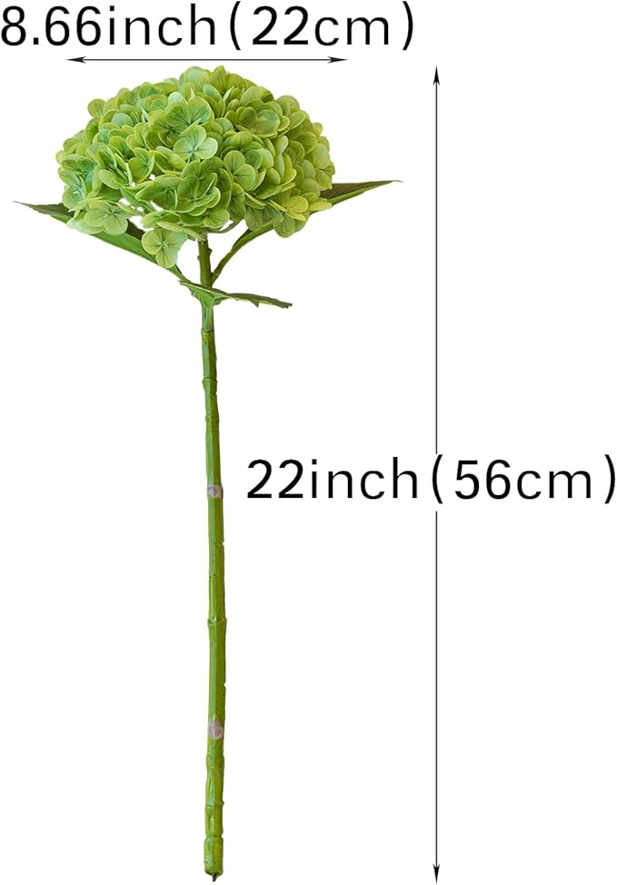 3PCS 22 inch Realistic Artificial Hydrangea Large Real Touch Flowers Artificial Flowers Dry Flowers Outdoor Wedding Christmas Office Family Party Living Room Table Decoration (Green)