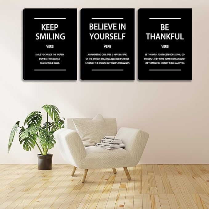 Modern Motivational Affirmation Wall Art Inspirational Encourage Canvas Poster Prints Office Wall Decor Art Prints Pictures Painting Framed Ready to Hang for Living Room Bedroom (36" Wx16 H)