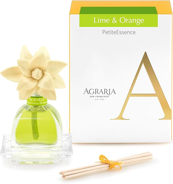 AGRARIA PetiteEssence Flower and Reed Diffuser Set, Hand Crafted Sola Flower Botanical Home Fragrance Set, Scented Oil Gift for All Occasions