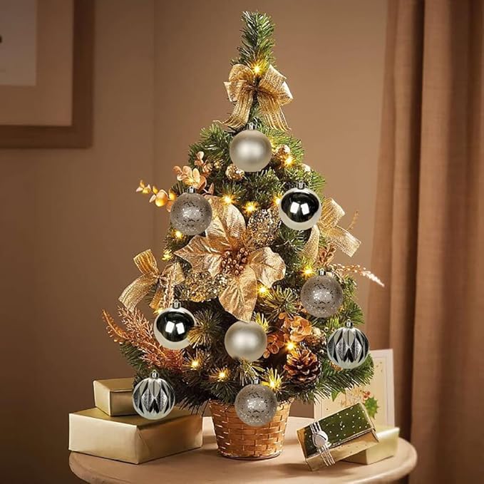 12PCS 3.15" Christmas Ball Ornaments Shatterproof Champagne Christmas Tree Decorations Xmas Tree Balls Halloween Ornaments Décor