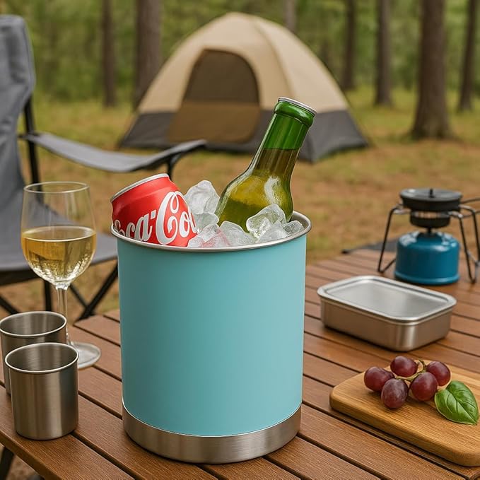 Creative Home Stainless Steel Utensil Holder– 6.3" Large Cooking Tool Organizer for Kitchen Decor and Countertop Storage, Stable Anti-Tip Design, Durable Powder-Coated Finish, Ocean Blue