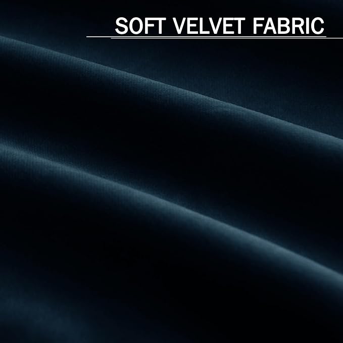 StangH Navy Blue Curtains for Living Room 108 inches Long, Soft Thick Velvet Blackout Soundproof Window Door Panels Back Tab Hook Belt Home Decor for Bedroom, W52 x L108, 2 Panels