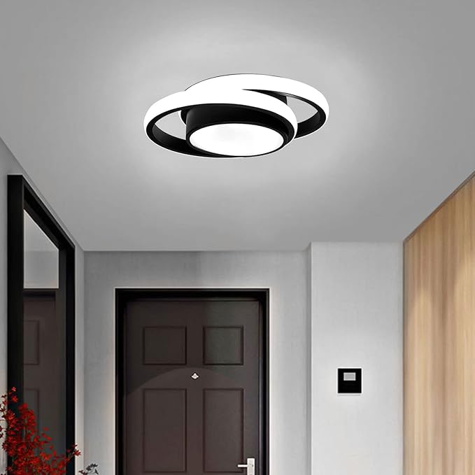 Small Modern LED Ceiling Light,2 Rings Creative Design Ceiling Lamp Home Indoor Hallway Lighting Fixtures for Hallway Living Room Bedroom Kitchen Office (Cool White,6000K)