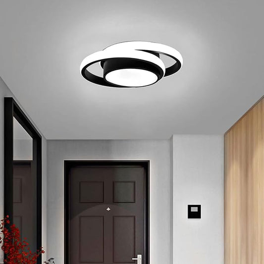 Small Modern LED Ceiling Light,2 Rings Creative Design Ceiling Lamp Home Indoor Hallway Lighting Fixtures for Hallway Living Room Bedroom Kitchen Office (Cool White,6000K)