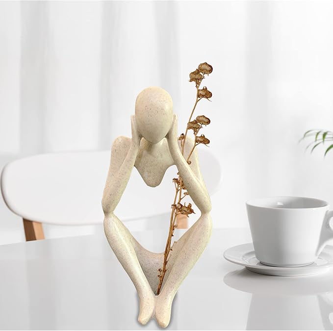 Thinker Statues and Sculptures, Sandstone Resin Thinker Statue Ornaments, Abstract Style Sculptures, Housewarming Gifts, Housewarming Decorations, Living Room Dining Desk Decorations (Middle, Large)