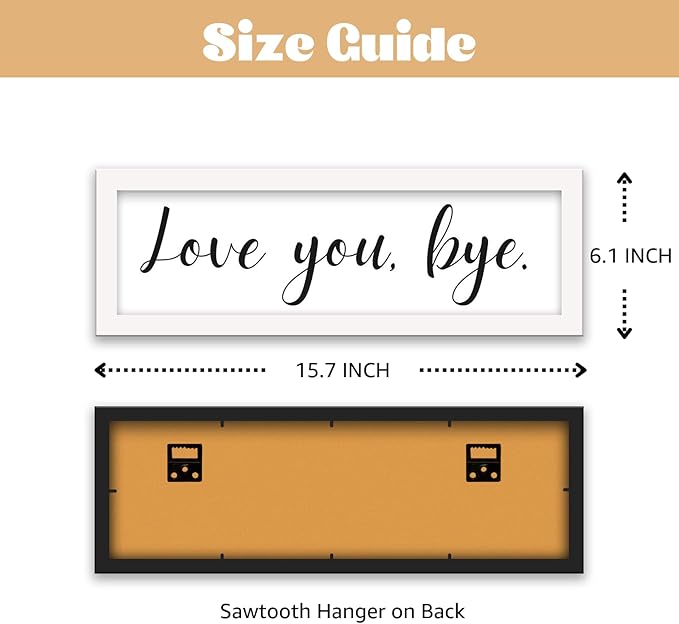 Living Room Wall Decor, Love You Bye Sign Above Door Boho Wall Decor, Framed Wall Art Home Decor, Unique Foyer Decor for Entryway, House Warming Gifts New Home Couple Valentine's White