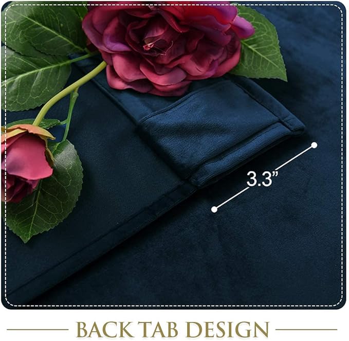 StangH Extra Long Velvet Curtains - Navy Blue Patio Door Drapes Thermal Insulated Curtains for Winter High Ceiling Blackout Backdrop for Theater/Bedroom, W52 x L120 inches, 2 Panels