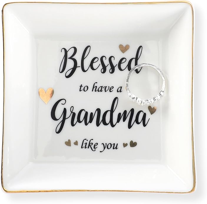 HOME SMILE Ceramic Ring Dish Jewelry Tray for Mom Sister Friends