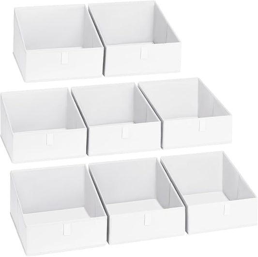 DIMJ Closet Storage Bins 8 Pack - Fabric Trapezoid Closet Organizer Bin, Foldable Storage Baskets for Shelves, Shelf Organizer, Clothing Storage Box for Toys, Books, Towel, Clothes