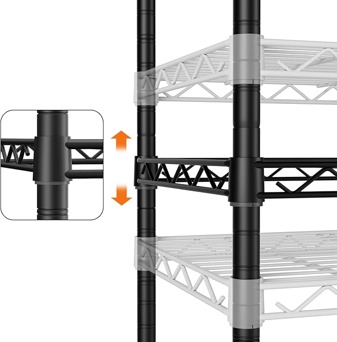 SINGAYE 3 Small Shelves Storage Shelf Wire Shelving Unit Metal Shelf Adjustable Organizers Storage Shelving with Wheels for Bathroom Laundry Room Kitchen Pantry11.5”D x 17.5”W x 30.5”H Black