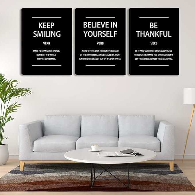 Modern Motivational Affirmation Wall Art Inspirational Encourage Canvas Poster Prints Office Wall Decor Art Prints Pictures Painting Framed Ready to Hang for Living Room Bedroom (36" Wx16 H)