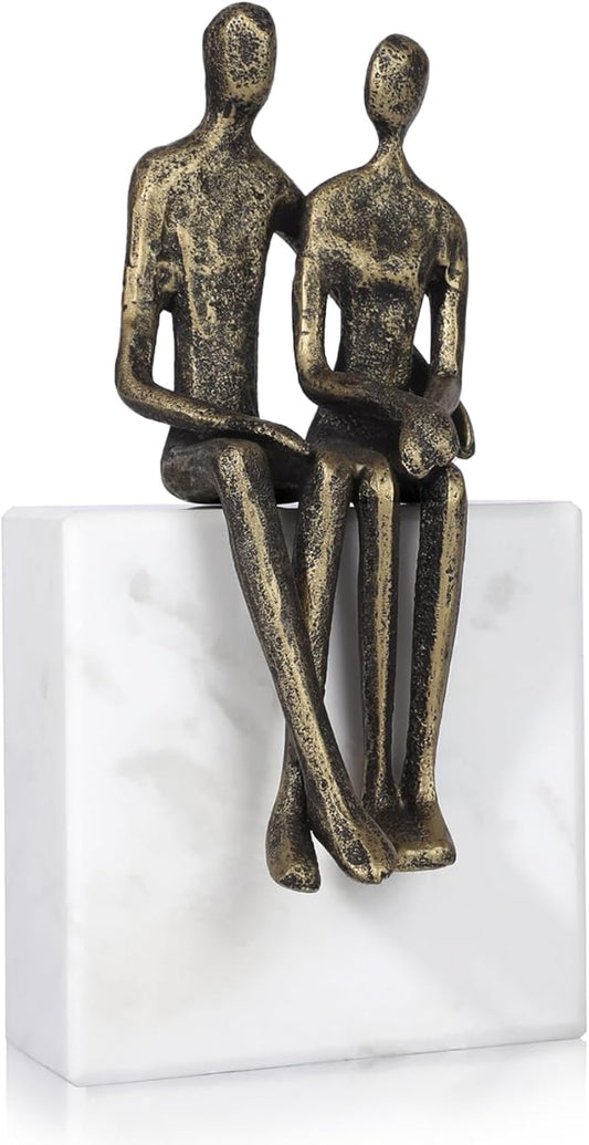 Marble and Together Iron Sculpture, Wedding Anniversary Couples Gift for Couple/Her, Gifts for Wife Husband Birthday, Romantic Couple Statue