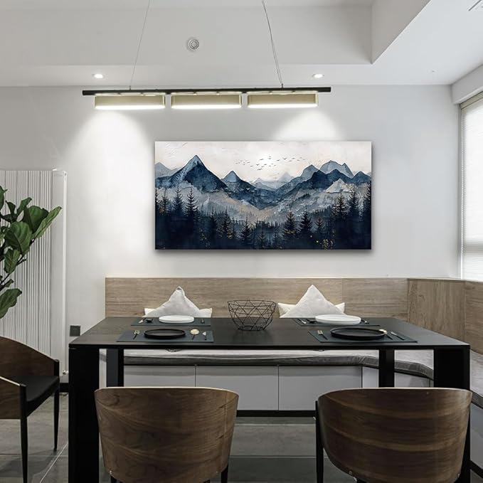 Wapluam Wall Art for Living Room Home Decorations Black And White Wall Painting Canvas Wall Decor For Bedroom Modern Office Large Decor Abstract Mountains Landscape Artwork Pictures Ready To Hang