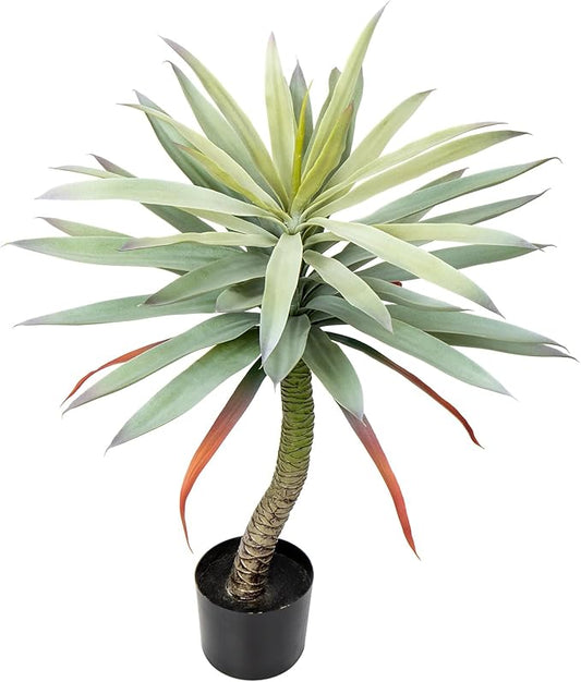 Briful Large Fake Agave Plants 3ft/35inch Tall Artificial Yucca Plants in Black Pot Outdoor Faux Agave Plants for Home Decor Office Fornt Porch Balcony Living Room Decor