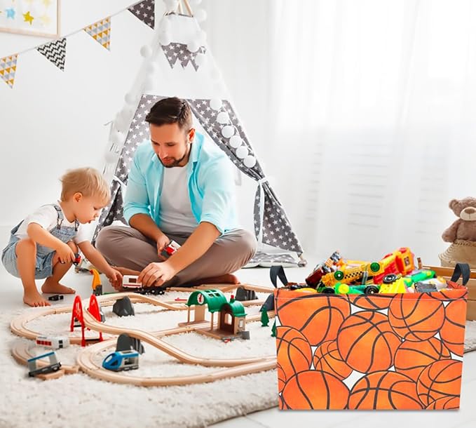 CLOCOR Rectangular Basketball Storage Basket Empty, Gift Basket, Room Decor(Basketball)