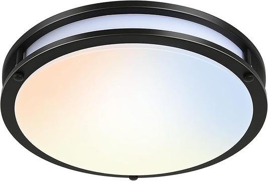 16 inch Dimmable LED Flush Mount Ceiling Light, Oil Rubbed Bronze, 36W, 2200LM, 2.7/3/3.5/4K/5K Adjustbale, 120°Light Angle, CRI80, Ceiling Lamp for Bedroom, Kitchen, Office, Garage, ETL Listed