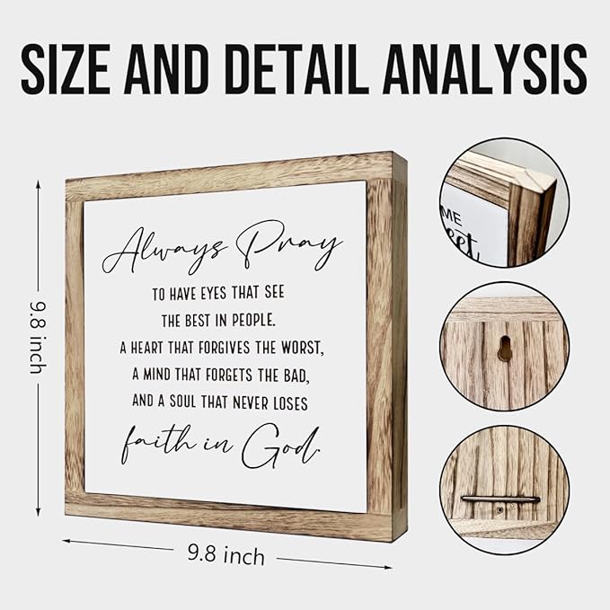 Scripture Sign, Always Pray to Have Eyes That See the Best In People Sign, Wooden Plaques Box Signs, Inspirational Bible Verse Decor Sign, Christian Tabletop Decor, Religious Decor Art