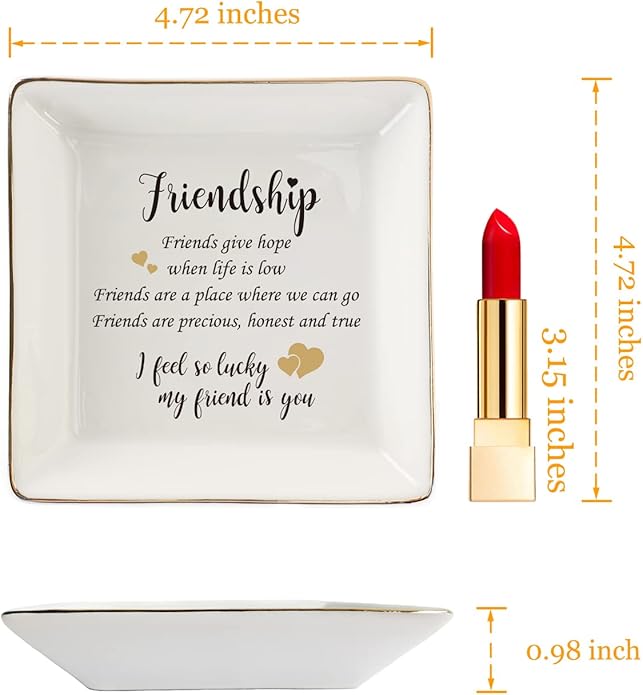 HOME SMILE Ceramic Ring Dish Jewelry Tray for Mom Sister Friends