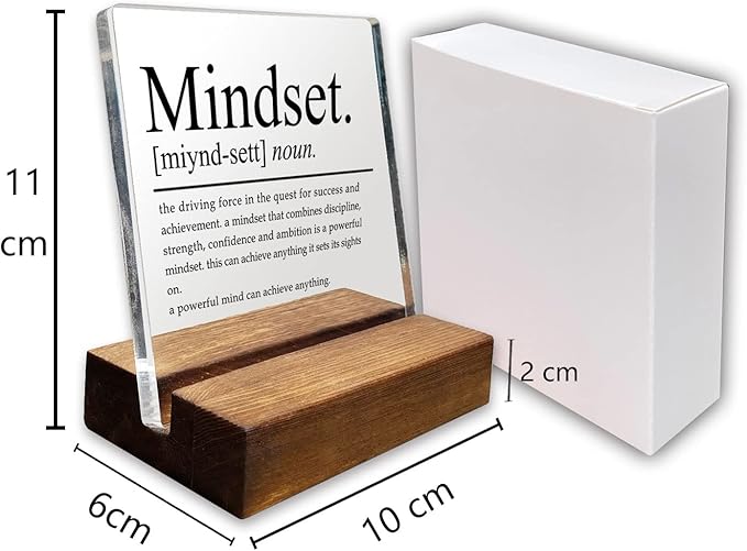 Inspirational Home Office Desk Decor, Motivational Minimalist Decor Art Acrylic Plaque With Wooden Stand Sign Home Office Desk Sign Gift for Women Colleague Friend Cowoker